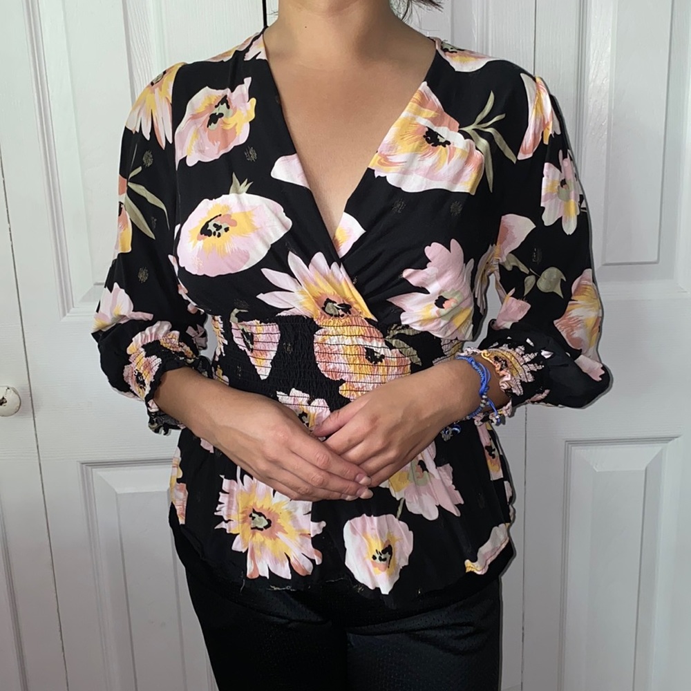 Black Floral Printed Blouse